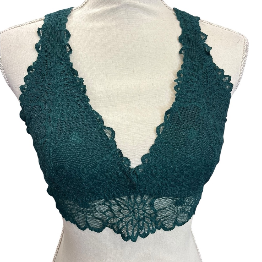 Victoria’s Secret PINK Teal Lace Racerback Bralette Large - Picture 2 of 8